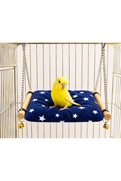 AlyaPetWorld Muhabbet Kuşu Salıncağı Ahşap Kuş Salıncağı Minderli Askılı Kuş Kafes Salıncağı Zilli Kuş Oyuncağı Kuş Yatağı