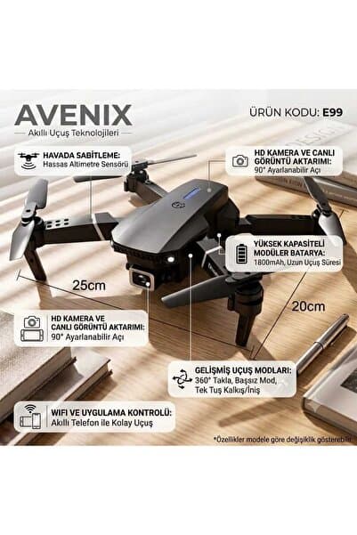 Avenıx E99 Katlanabilir Drone 1080P Kameralı Ve Çantalı Drone