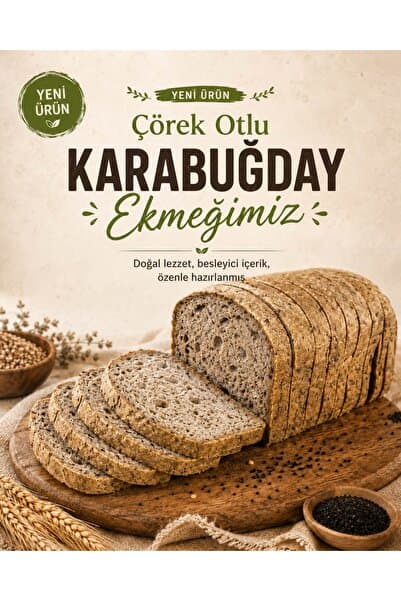 EBRULİ DOĞAL BAKKAL by beys Çörek Otlu Karabuğday Ekmeği Vegan Glutensiz Mayasız 490 gr