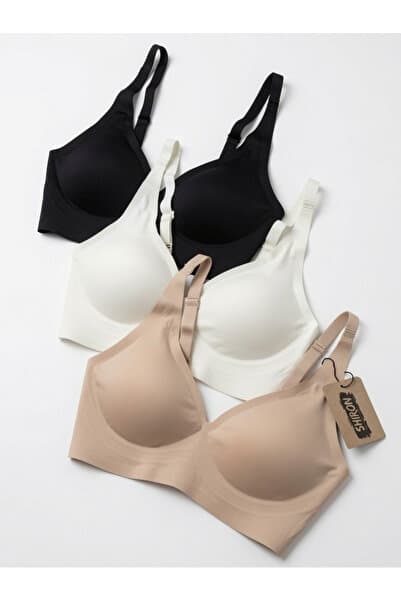 Shiron Sportswear&Company Seamless Bra - Pure - 3'lü Paket Lazer Kesim Dikişsiz Balensiz Ayarlanabilir Askılı Kadın Sütyen