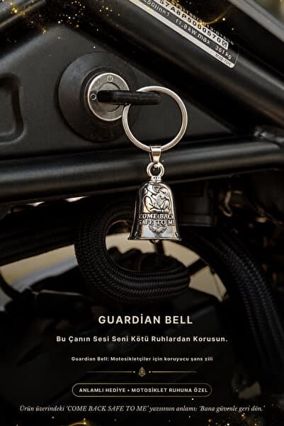 Motobros Motosiklet Aksesuar Come Back Safe To Me Guardian Bell Gümüş Kaplamalı Motorcu Anahtarlık-Şans ve Koruma Çanı Uğur Tılsımı