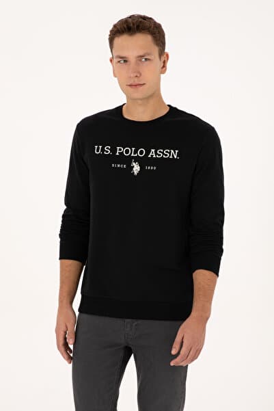 U.S. Polo Assn. Erkek Regular Fit Bisiklet Yaka Siyah İnce Basic Sweatshirt 50313743-VR046