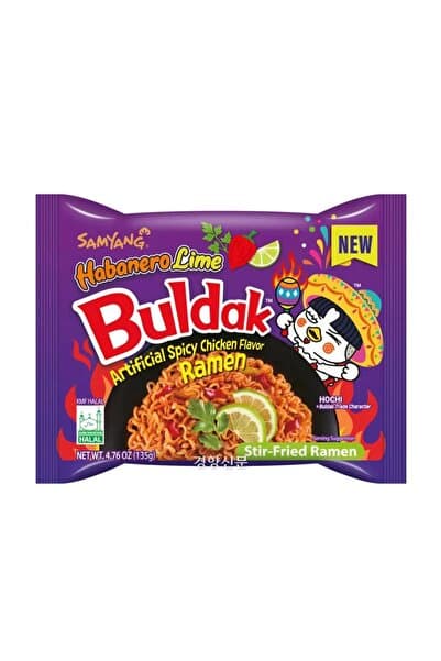 samyang Habanero Lıme Buldak Hot Chıcken Flavor Ramen Noodle helal 135 Gr