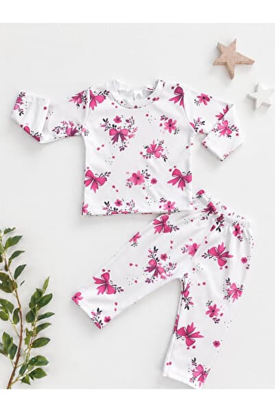 ONE bebek Flowers Desıgn Kız İkili Bebek Takımı Pijama