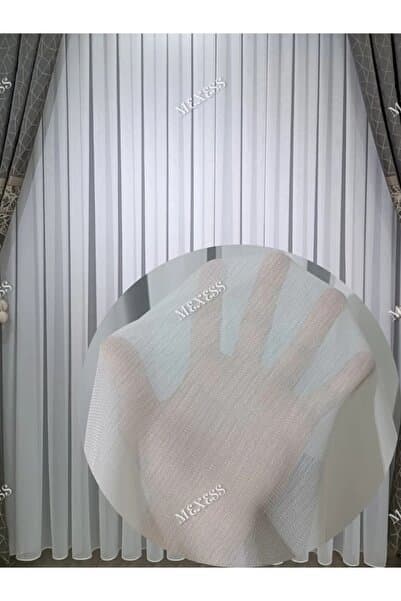 Mexess Premium Yoğun Dokulu Ağır Gramajlı Dökümlü Yumuşak Bambu (1/3 Sık Pile) Ütü İstemez Tül Perde