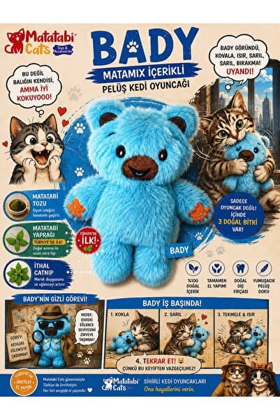 MATATABİ CATS MATAMIX | BADY Peluş Kedi Oyuncağı,Dayanıklı,Kediler İçin Eğlenceli Oyuncak(MATATABİ,CATNİP KEDİ NANESİ İÇERİR)