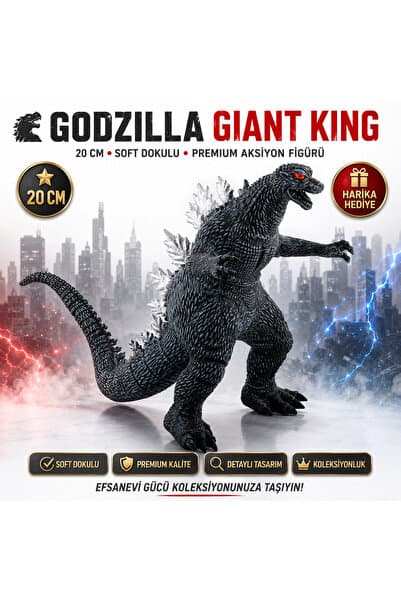e-life shop Godzilla Giant King Figür 20 CM Soft Dokulu Aksiyon Karakter Oyuncak Koleksiyon Hediyelik Premium