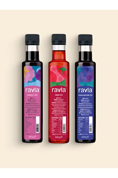 Ravla 3'lü Ürün - Karadut Özü 340g / Vişne Özü 340g / Yaban Mersini Özü 340g