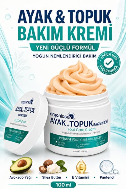 Organicsun Ayak ve Topuk Çatlak Bakım Kremi 100ml - Ayak Kokusu, Tırnak Bakımı Avokado ve Shea Yağlı