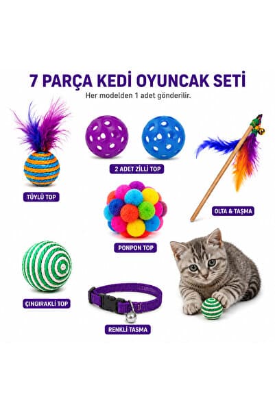 yalıpet oyuncak Top , Tüylü Top , Ponpon Top , Çıngıraklı Top ,renkli Top , Olta Ve Tasma Seti - KD-42