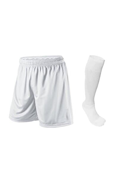 HNsport 2 Li Set Spor Şortu + Futbol Çorabı İpli Astarlı Cepsiz Halı Saha Futbol Spor Şort Antrenman ve Maç İçin Uygun