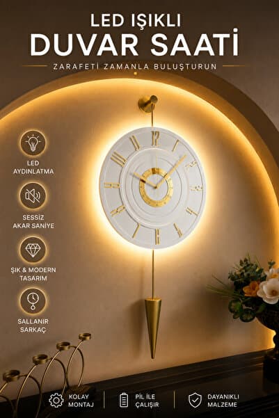 GOLD - Galileo - Elegant Series Ledli Duvar Saati