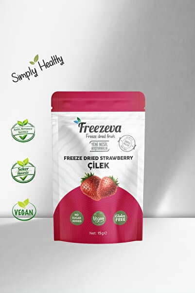 Freezeva Dondurularak Kurutulmuş Dilim Çilek 15 gr - Freeze Dried Çilek Kuru Meyve Cipsi