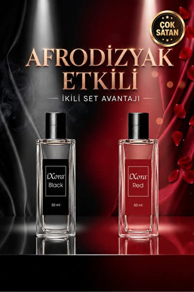 ixora Black Erkek ve Red Kadın EDP Parfüm Hediye Seti 2 x 50 ml