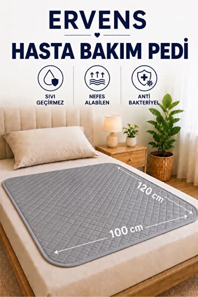 Ervens Home Yıkanabilir 100x120 Hasta Bakım Alt Pedi Sıvı Geçirmez Kapitoneli Yüksek Emicili Defalarca Kulanılabilen Ped Antrasit