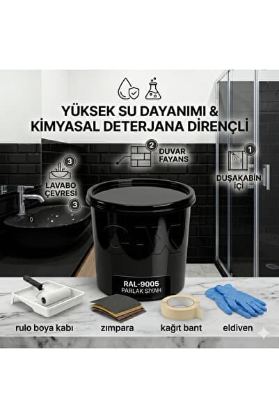 caxcolors CAX Colors Fayans Ve Duşakabin Boyası özel renk 1 LT - Yüksek Su Ve Deterjan Dirençli (Hediye Setli)