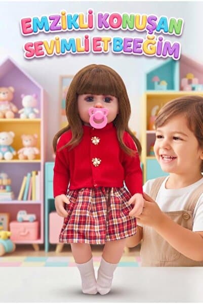 Tıfıl Toys Emzikli Sevimli %100 Et Bebek - 50 cm Konuşan Gerçekçi Oyun Arkadaşı İnteraktif Eğitici Oyuncak