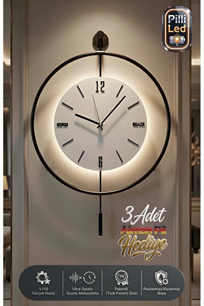MetaQuartz Aksesuar Blackfred -büyük Boy (50X75CM) (pilli Led) - Metal Duvar Saati