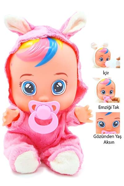 Miu Ağlayan, Konuşan ve Şarkı Söyleyen Et Bebek 28cm Pembe