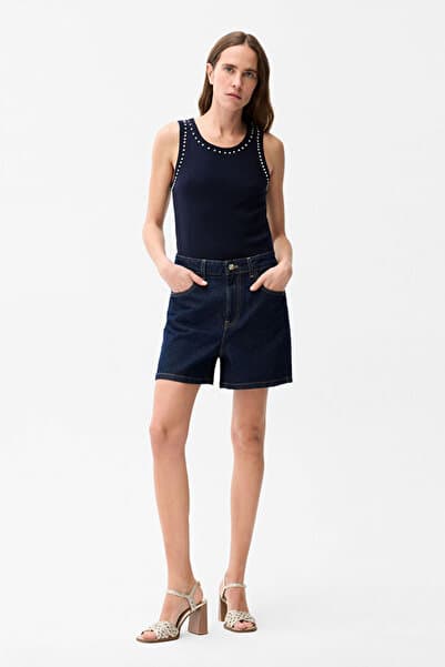 adL Lacivert Cepli Denim Şort