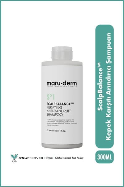 Maru.Derm ScalpBalance™ Kepek Karşıtı Arındırıcı Şampuan – Saç Derisi Dengeleyici Şampuan 300 ML