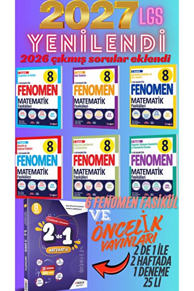 Fenomen Yayıncılık YENİLENDİ 2026 2027 Fenomen 8. Sınıf Matematik Fasikülleri 6 Fasikül LGS hazırlık - Öncelik Matematik deneme 2 de 1 SET -