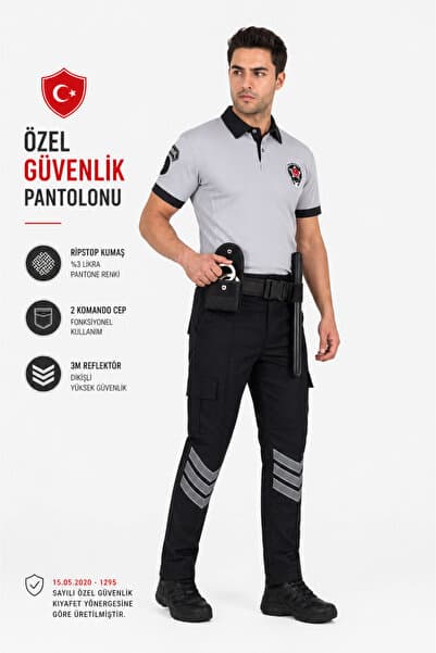 UMAY ÜNİFORMA Erkek Özel Güvenlik Pantolonu Likralı %3 Likra Dikişli Reflektör Komando Cepli Ripstop Kumaş Mevzuata Uygun Güvenlik Pantolonu Güvenlik Kıyafetleri