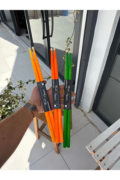 NOTA MÜZİK Cuba Percs 5A Renkli Davul Bageti 3'lü Avantaj Paketi - Neon Sahne Serisi (3 Çift Set)