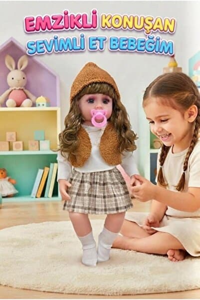 Tıfıl Toys Emzikli Sevimli %100 Et Bebek - 50 cm Konuşan Gerçekçi Oyun Arkadaşı İnteraktif Eğitici Oyuncak