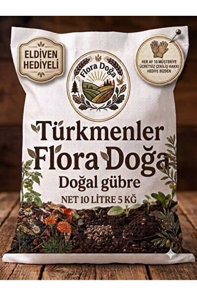 Türkmenler Flora Doğa Gübre Çiçek Bitki Meyve Sebze Ağaç Yanmış Kuru Hayvan Gübresi Doğal 5 kğ-10L