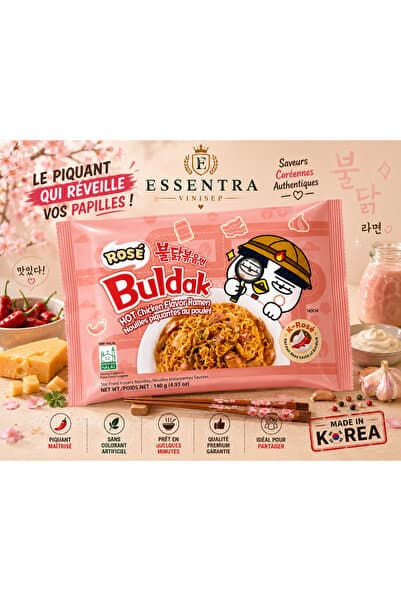 vinisep Buldak Rosé Hot Chicken Flavor Ramen ramen kore makarna -Helal Damgalı Orjinal )