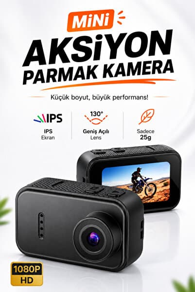 Abbruch Mini Aksiyon Parmak Kamera 1080P HD IPS Ekran 130° Geniş Açılı Lens Hafif Taşınabilir Kamera