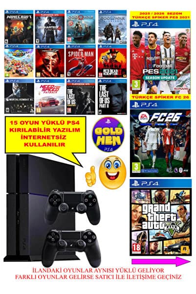 GlowTech Bursa PS4 1TB FAT Kasa 2 Adet V2 Kol YENİLENMİŞ cihaz 12 Ay Garanti