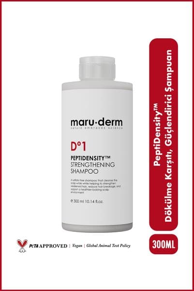 Maru.Derm PeptiDensity™ Güçlendirici Şampuan – Saç Yoğunlaştırıcı ve Saç Dökülmesine Karşı Şampuan 300 ML