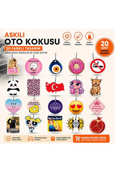 ByMeyla En Cok Sevilen Kadınlara Özel 20li Ekonomik Oto Kokusu Ve Oto Aksesuarı