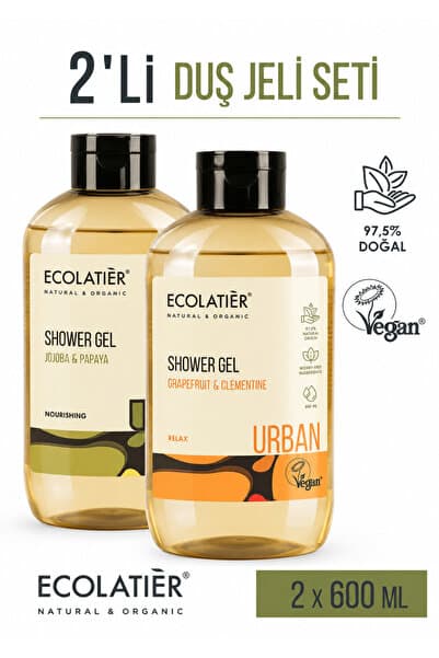 ECOLATIER Duş Jeli İkili Set Nemlendirici Besleyici %97,5 Doğal İçerikli 600 ml x 2