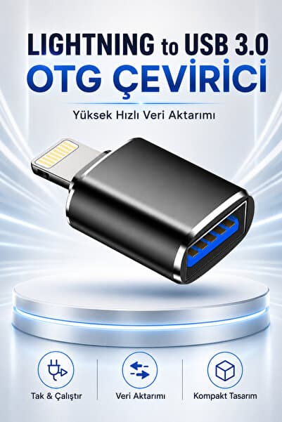 TrkTech iPhone iPad Uyumlu Lightning to USB 3.0 OTG Çevirici Dönüştürücü Flash Bellek Fotoğraf Video Dosya Aktarım Adaptörü