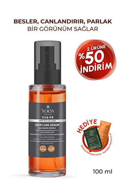 YOON Durulanmayan Saç Bakım Serumu, Kabarma Karşıtı, Saç Tellerini Nemlendiren, Güçlendirici Serum 100ml