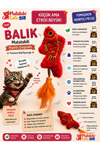 MATATABİ CATS BALIK (hışırtılı,çıngıraklı,MATATABİ li,pelüş oyuncak)