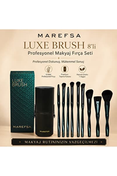 Marefsa 8’li Profesyonel Makyaj Fırça Seti – Taşıma Çantası Hediyeli