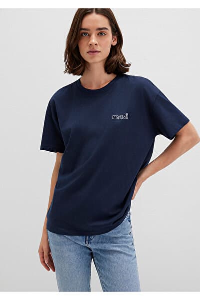 Mavi Logo Baskılı Lacivert Tişört Loose Fit / Bol Rahat Kesim 1611309-70490