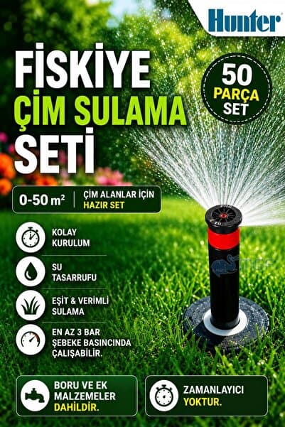 MGF PLAST Mgf-Hunter-Rainbird 50 Parça Bahçe Çim Sulama Sprey Fiskiye Hazır Seti (0-50mt2 Arası)