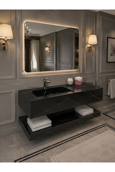 Akay Dizayn PORSELEN BANYO LAVABOSU - SİYAH L01 - 80CM
