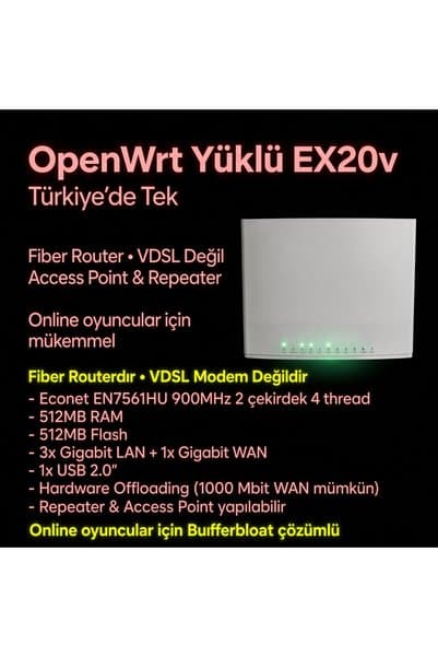 Openwrt yüklü EX20v AC1200 Router