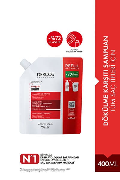 Vichy Dercos Energy+ Saç Dökülme Karşıtı Şampuan Yeniden Dolum Paketi - Refill 400 ml