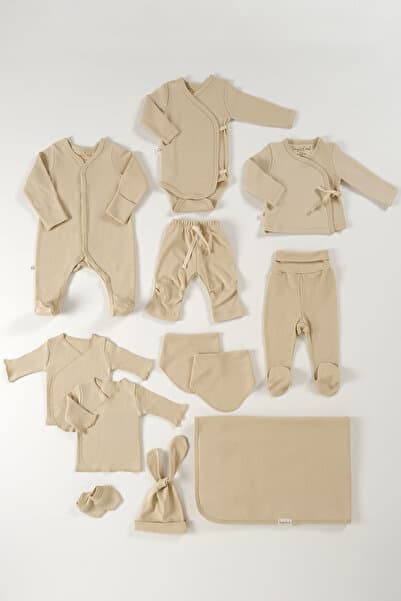 tinylamb Unisex 12 Parça %100 Organik Pamuk Hastane Çıkışı Seti Bebek Takımı Caramel