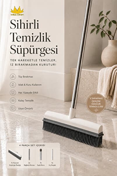 Sihirli Temiz Süpürgesi Çekçek Kauçuk Süpürge Tüy Bırakmayan