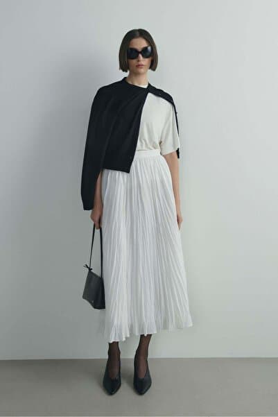 Suud Collection Ekru Donette Piliseli Etek