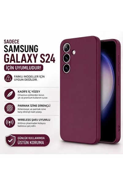 GRABONO Samsung Galaxy S24 Kılıf Kamera Korumalıdır Kadife İç Kaplama Mat Premium Seri-SADECE S24 MODELİ UYUMLUDUR