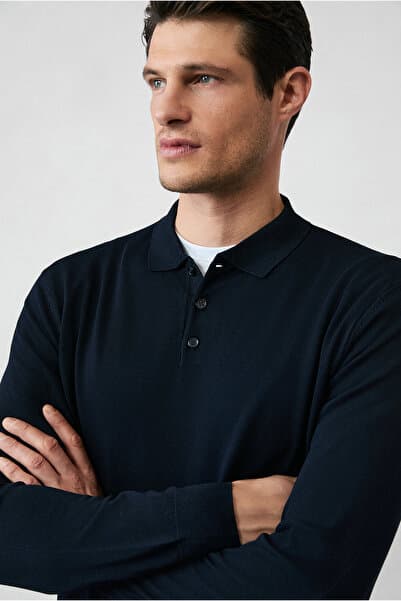 Kiğılı Regular Fit Düğmeli Polo Yaka Triko Kazak